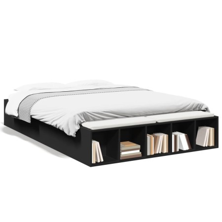 Black engineered wood bed frame 120x200 cm by vidaXL, Beds and slatted bases - Ref: Foro24-3280574, Price: 159,42 €, Discount: %