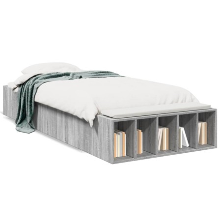 Estructura de cama madera de ingeniería gris Sonoma 90x200 cm de vidaXL, Camas y somieres - Ref: Foro24-3280613, Precio: 117,...