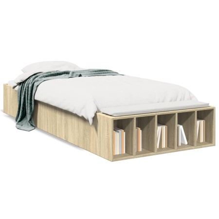 Estructura de cama madera de ingeniería roble Sonoma 75x190 cm de vidaXL, Camas y somieres - Ref: Foro24-3280624, Precio: 100...