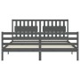 Double bed frame with gray solid wood headboard by vidaXL, Beds and slatted bases - Ref: Foro24-3194328, Price: 188,99 €, Dis...