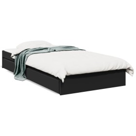 Cama con cajones madera de ingeniería negro 100x200 cm de vidaXL, Camas y somieres - Ref: Foro24-3280672, Precio: 146,89 €, D...