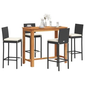 Garden table and stools 5 pcs acacia wood PE rattan black by vidaXL, Garden sets - Ref: Foro24-3295278, Price: 412,09 €, Disc...