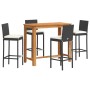 Garden table and stools 5 pcs acacia wood PE rattan black by vidaXL, Garden sets - Ref: Foro24-3295278, Price: 412,09 €, Disc...