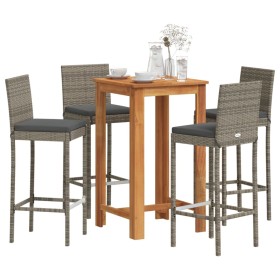 Garden table and stools 5 pcs acacia wood PE rattan gray by vidaXL, Garden sets - Ref: Foro24-3295265, Price: 364,19 €, Disco...