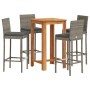 Garden table and stools 5 pcs acacia wood PE rattan gray by vidaXL, Garden sets - Ref: Foro24-3295265, Price: 364,00 €, Disco...