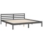 Double bed frame with gray solid wood headboard by vidaXL, Beds and slatted bases - Ref: Foro24-3194328, Price: 188,99 €, Dis...