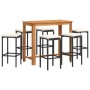 Garden table and stools 7 pcs acacia wood PE rattan black by vidaXL, Garden sets - Ref: Foro24-3295286, Price: 328,90 €, Disc...