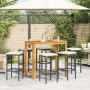 Garden table and stools 7 pcs acacia wood PE rattan black by vidaXL, Garden sets - Ref: Foro24-3295286, Price: 328,90 €, Disc...