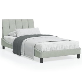 Bed with light gray velvet mattress 100x200 cm by vidaXL, Beds and slatted bases - Ref: Foro24-3208580, Price: 271,99 €, Disc...