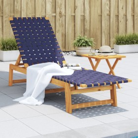 Solid acacia wood and dark blue fabric sun lounger by vidaXL, Loungers - Ref: Foro24-366509, Price: 102,99 €, Discount: %