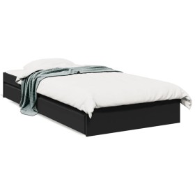 Cama con cajones madera de ingeniería negra 75x190 cm de vidaXL, Camas y somieres - Ref: Foro24-3280714, Precio: 133,99 €, De...