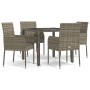 Set comedor de jardín 5 piezas con cojines ratán sintético gris de vidaXL, Conjuntos de jardín - Ref: Foro24-3185006, Precio:...