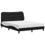 Bed with black and white synthetic leather mattress 140x200 cm by vidaXL, Beds and slatted bases - Ref: Foro24-3208729, Price...