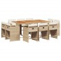 Set comedor de jardín 11 pzas con cojines ratán sintético beige de vidaXL, Conjuntos de jardín - Ref: Foro24-3277983, Precio:...