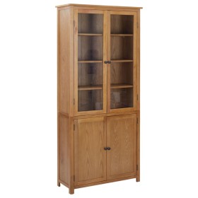 Shelf with 4 solid oak wood doors and glass, measuring 90x35x200cm. by vidaXL, Bookcases and shelves - Ref: Foro24-289180, Pr...