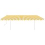 Retractable manual awning with yellow and white LED light 5x3.5 m by vidaXL, Awnings - Ref: Foro24-3070063, Price: 572,99 €, ...