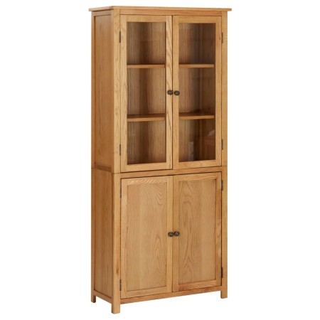 Shelving unit with 4 solid oak wood and glass doors 80x35x180 cm by vidaXL, Bookcases and shelves - Ref: Foro24-289181, Price...