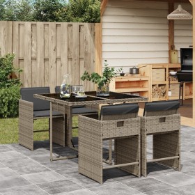 5-piece garden dining set with gray synthetic rattan cushions by vidaXL, Garden sets - Ref: Foro24-3277843, Price: 339,99 €, ...