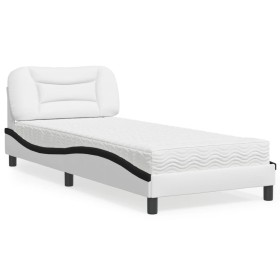 Cama con colchón cuero sintético blanco y negro 80x200 cm de vidaXL, Camas y somieres - Ref: Foro24-3208688, Precio: 277,99 €...