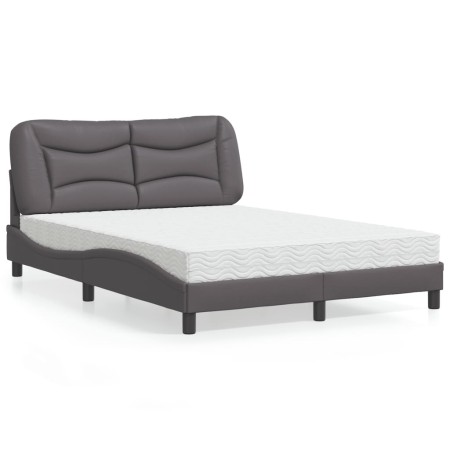 Bed with gray synthetic leather mattress 140x200 cm by vidaXL, Beds and slatted bases - Ref: Foro24-3208727, Price: 431,99 €,...