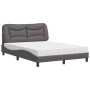 Bed with gray synthetic leather mattress 140x200 cm by vidaXL, Beds and slatted bases - Ref: Foro24-3208727, Price: 431,99 €,...