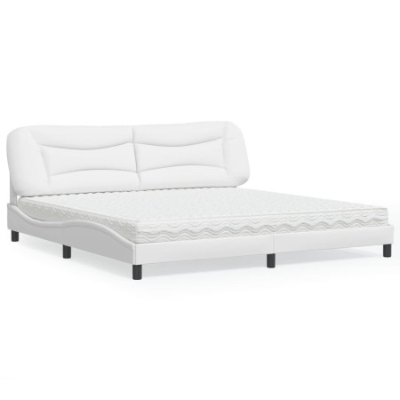 Bed with white synthetic leather mattress 200x200 cm by vidaXL, Beds and slatted bases - Ref: Foro24-3208746, Price: 483,83 €...