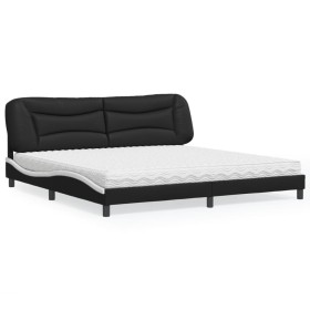 Bed with black and white synthetic leather mattress 200x200 cm by vidaXL, Beds and slatted bases - Ref: Foro24-3208750, Price...