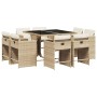 Set comedor de jardín 9 pzas con cojines ratán sintético beige de vidaXL, Conjuntos de jardín - Ref: Foro24-3277965, Precio: ...