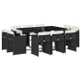 Set de comedor jardín 11 pzas con cojines ratán sintético negro de vidaXL, Conjuntos de jardín - Ref: Foro24-3277973, Precio:...