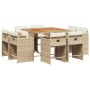 Set comedor de jardín 9 pzas con cojines ratán sintético beige de vidaXL, Conjuntos de jardín - Ref: Foro24-3277971, Precio: ...