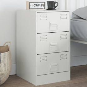 Mesita de noche acero blanco 34,5x39x62 cm de vidaXL, Mesitas de noche - Ref: Foro24-841785, Precio: 102,41 €, Descuento: %