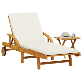 Sonnenliege mit Kissen und Tisch aus massivem Akazienholz von vidaXL, Liegen - Ref: Foro24-3206362, Preis: 256,01 €, Rabatt: %