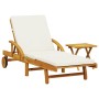 Sun lounger with cushion and solid acacia wood table by vidaXL, Loungers - Ref: Foro24-3206362, Price: 256,01 €, Discount: %