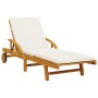 Sun lounger with cushion and solid acacia wood table by vidaXL, Loungers - Ref: Foro24-3206362, Price: 256,01 €, Discount: %