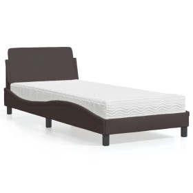 Bed with dark brown fabric mattress 90x200 cm by vidaXL, Beds and slatted bases - Ref: Foro24-3208327, Price: 234,04 €, Disco...