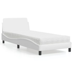 Bed with white synthetic leather mattress 90x200 cm by vidaXL, Beds and slatted bases - Ref: Foro24-3208338, Price: 243,82 €,...