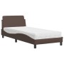 Cama con colchón cuero sintético marrón 90x190 cm de vidaXL, Camas y somieres - Ref: Foro24-3208319, Precio: 230,43 €, Descue...