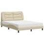 Bed with cream fabric mattress 140x200 cm by vidaXL, Beds and slatted bases - Ref: Foro24-3208539, Price: 505,70 €, Discount: %