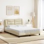 Bed with cream fabric mattress 140x200 cm by vidaXL, Beds and slatted bases - Ref: Foro24-3208539, Price: 505,70 €, Discount: %