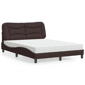 Cama con colchón tela marrón oscuro 140x190 cm de vidaXL, Camas y somieres - Ref: Foro24-3208530, Precio: 385,24 €, Descuento: %