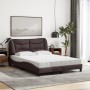 Bed with dark brown fabric mattress 140x190 cm by vidaXL, Beds and slatted bases - Ref: Foro24-3208530, Price: 385,24 €, Disc...