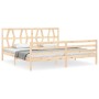 Double bed frame with solid wood headboard by vidaXL, Beds and slatted bases - Ref: Foro24-3194391, Price: 143,76 €, Discount: %