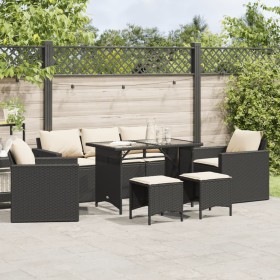 Set aus 6-teiligen Gartensofas und Kissen Kunstrattan schwarz von vidaXL, Gartensets - Ref: Foro24-3213548, Preis: 490,61 €, ...