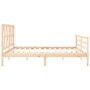 Double bed frame with solid wood headboard by vidaXL, Beds and slatted bases - Ref: Foro24-3194391, Price: 143,76 €, Discount: %