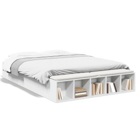 White engineered wood bed frame 150x200 cm by vidaXL, Beds and slatted bases - Ref: Foro24-3280559, Price: 151,79 €, Discount: %