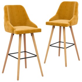 Kitchen stools 2 units yellow velvet by vidaXL, Kitchen stools - Ref: Foro24-289470, Price: 168,77 €, Discount: %