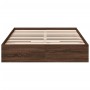 Oak brown engineered wood bed with drawers 140x200 cm by vidaXL, Beds and slatted bases - Ref: Foro24-3280663, Price: 187,31 ...