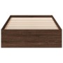 Oak brown engineered wood bed with drawers 100x200 cm by vidaXL, Beds and slatted bases - Ref: Foro24-3280677, Price: 146,89 ...