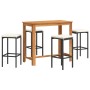 Garden table and 5-piece set of acacia wood and black PE rattan stools by vidaXL, Garden sets - Ref: Foro24-3295283, Price: 2...