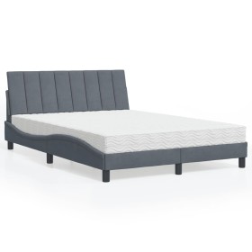 Bett mit dunkelgrauer Samtmatratze 140x190 cm von vidaXL, Betten und Lattenroste - Ref: Foro24-3208593, Preis: 359,31 €, Raba...